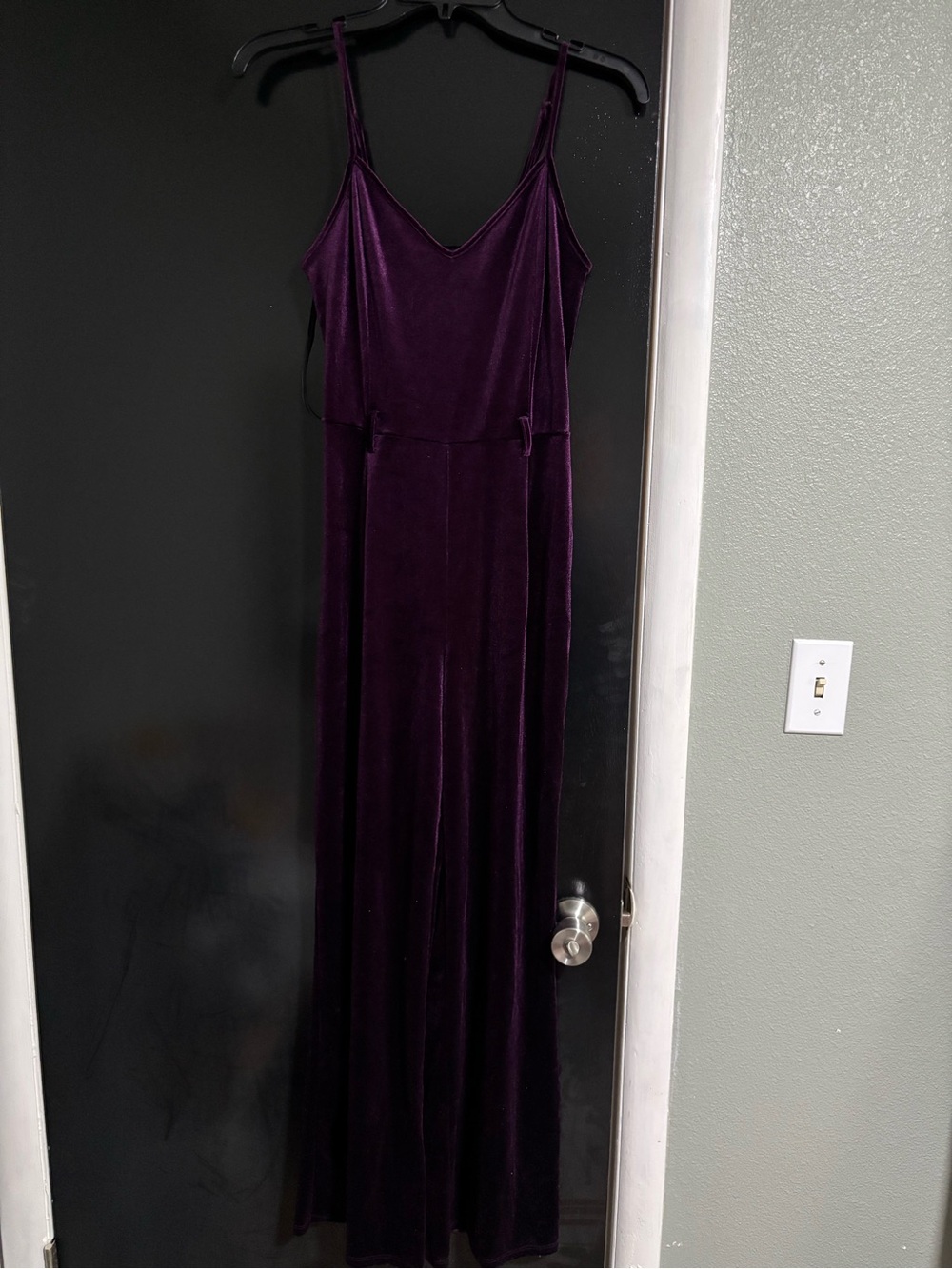 Forever 21 Deep Purple Velvet Spaghetti Strap jumpsuit